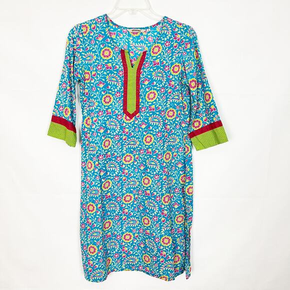 Avaasa Paisley Print Blue Tunic/Dress Size S - Picture 1 of 11